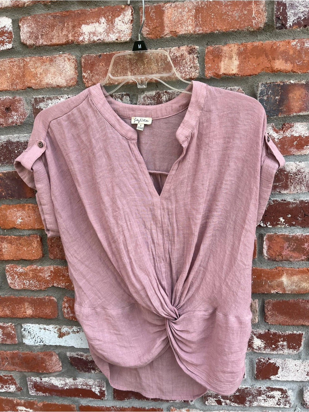 Light Pink Knot-Front Women's Top by